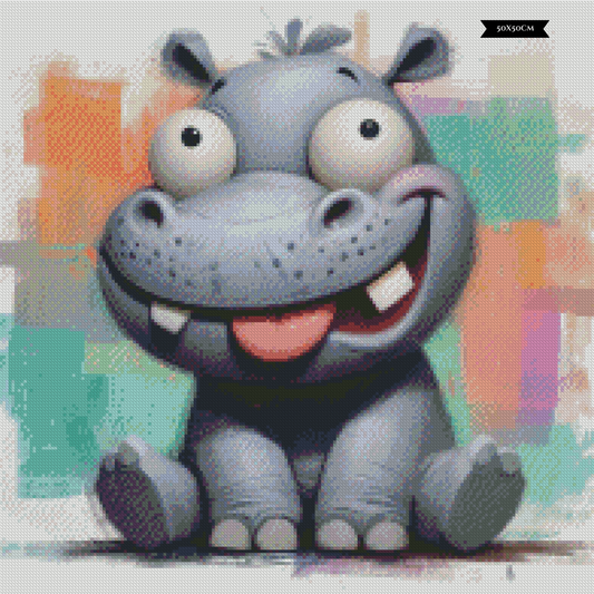 Diamond Painting Crazy Hippo ©salzkatze.ai