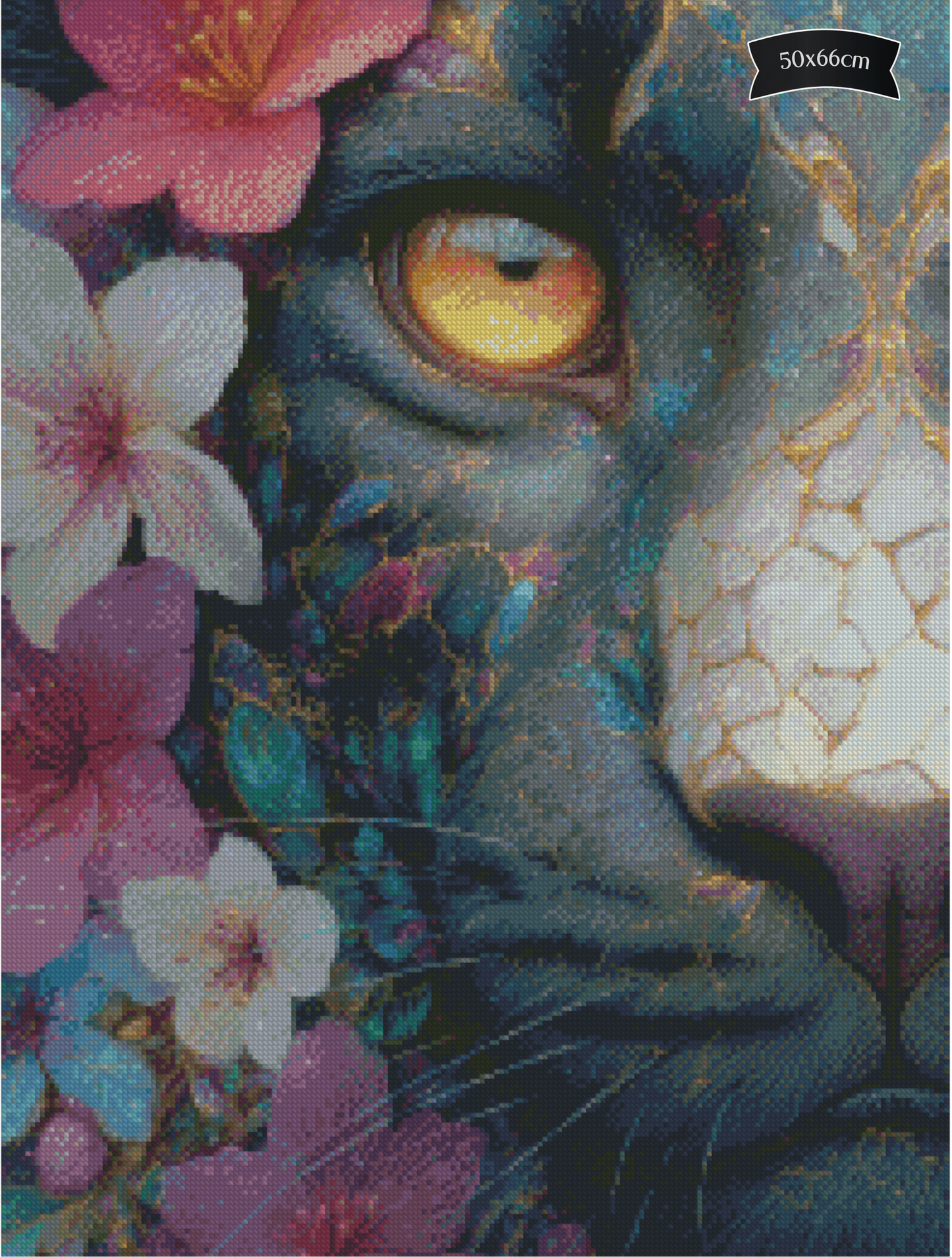 Diamond Painting Blick des schwarzen Jaguars von Salzkatze.ai