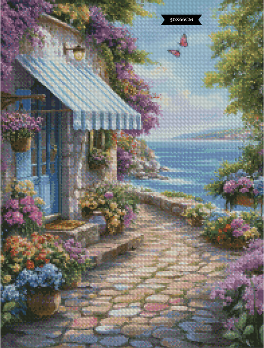 Diamond Painting Blütenträume am Meer ©trudis_ai_art