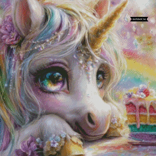 Diamond Painting Das Einhorn und der letzte Kuchen ©Elly_A.I