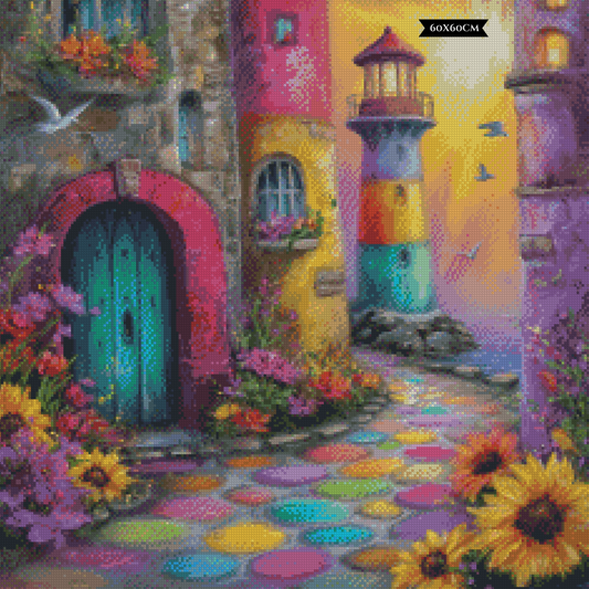 Diamond Painting In den Gassen des Regenbogens ©Elly_A.I