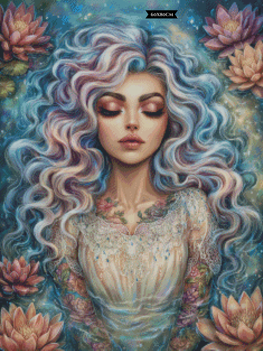 Diamond Painting Die Schlafende im Blütenmeer ©trudis_ai_art