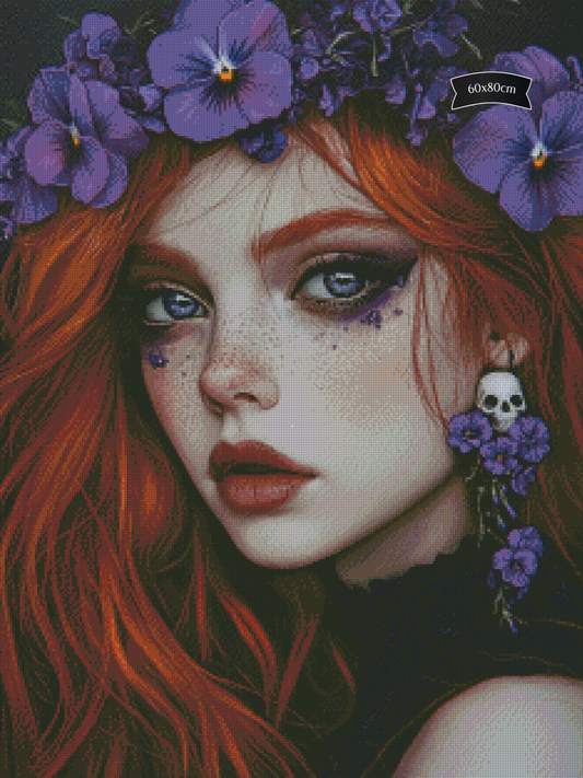 Diamond Painting Die Stille unter dem Veilchenkranz von Trudis_ai_art