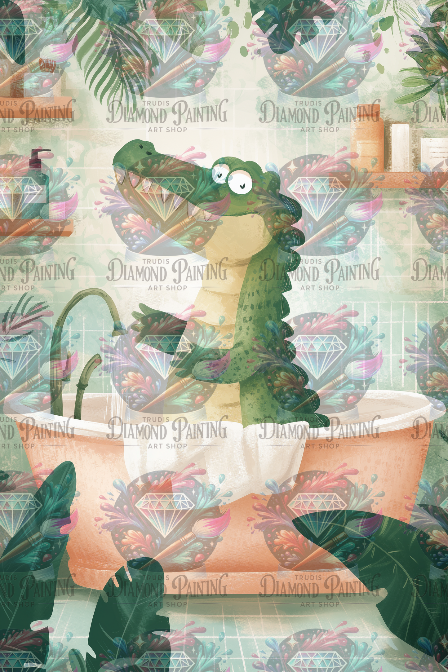 Diamond Painting Croc's Spa Day ©salzkatze.ai