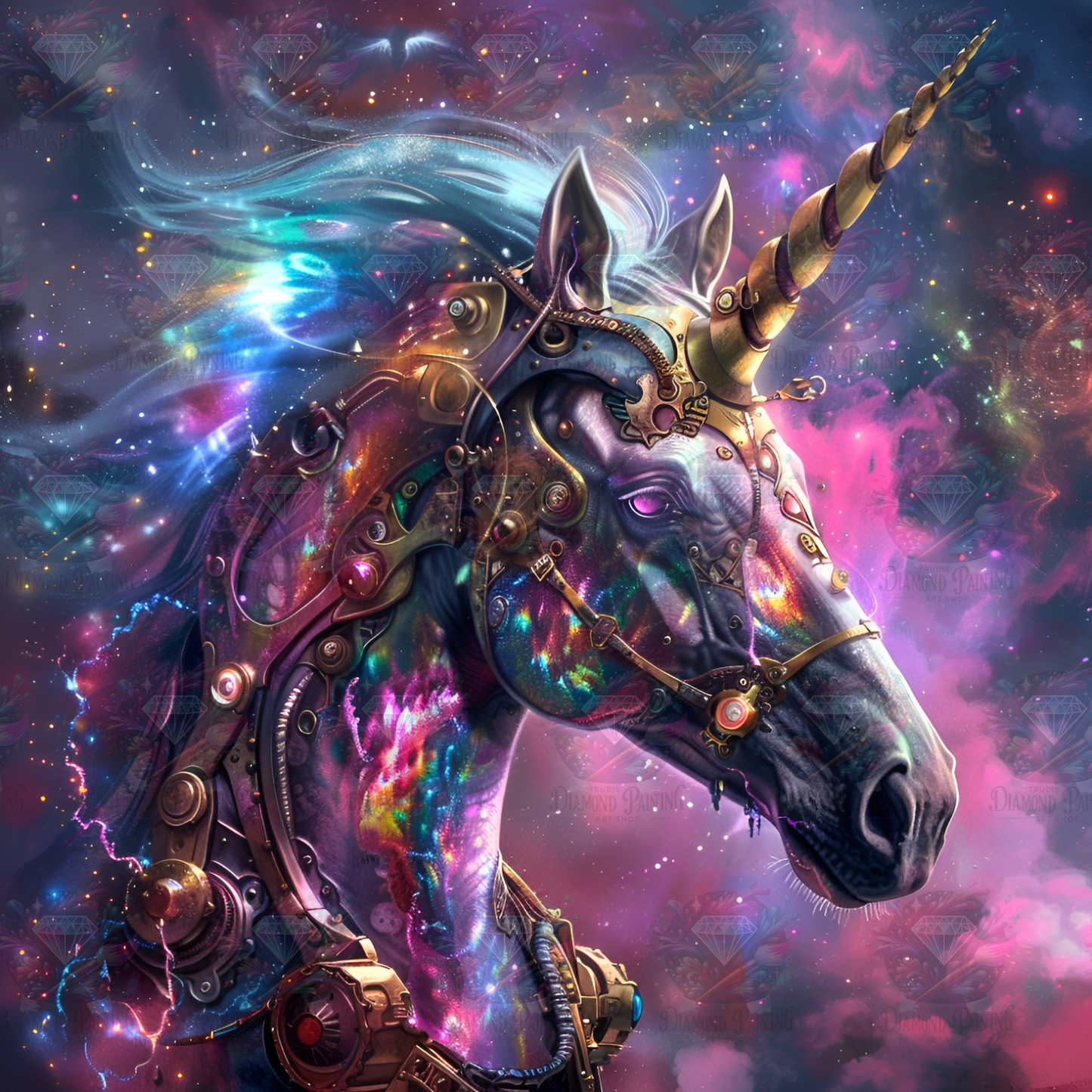 Diamond Painting Interstellar Mechacorn ©trudis_ai_art
