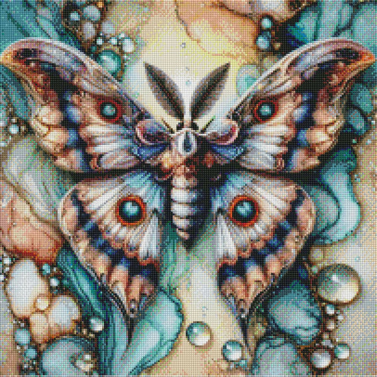 Full Fairy Dust Silver Diamond Painting Moth Mirage ©MoozyJo.ai
