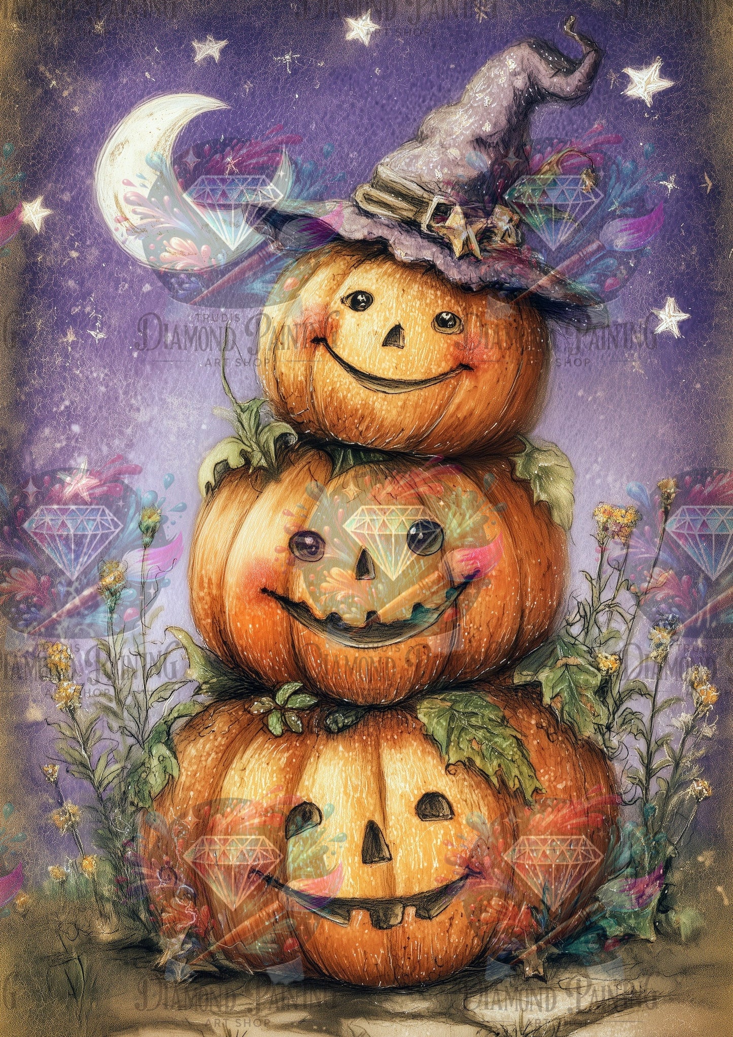 Diamond Painting Jack-o'-Lantern Jumble ©salzkatze.ai