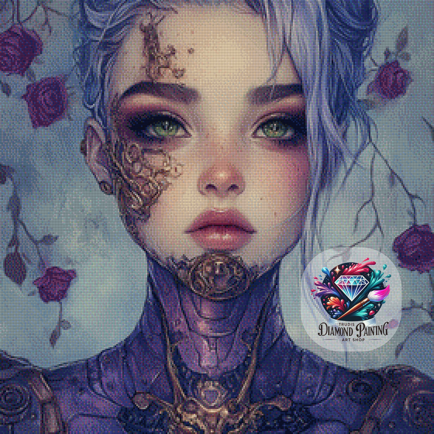 Diamond Painting Kyra Ætheris – Die aus dem Äther geborene ©trudis_ai_art - 70x70cm mit 110 Farben