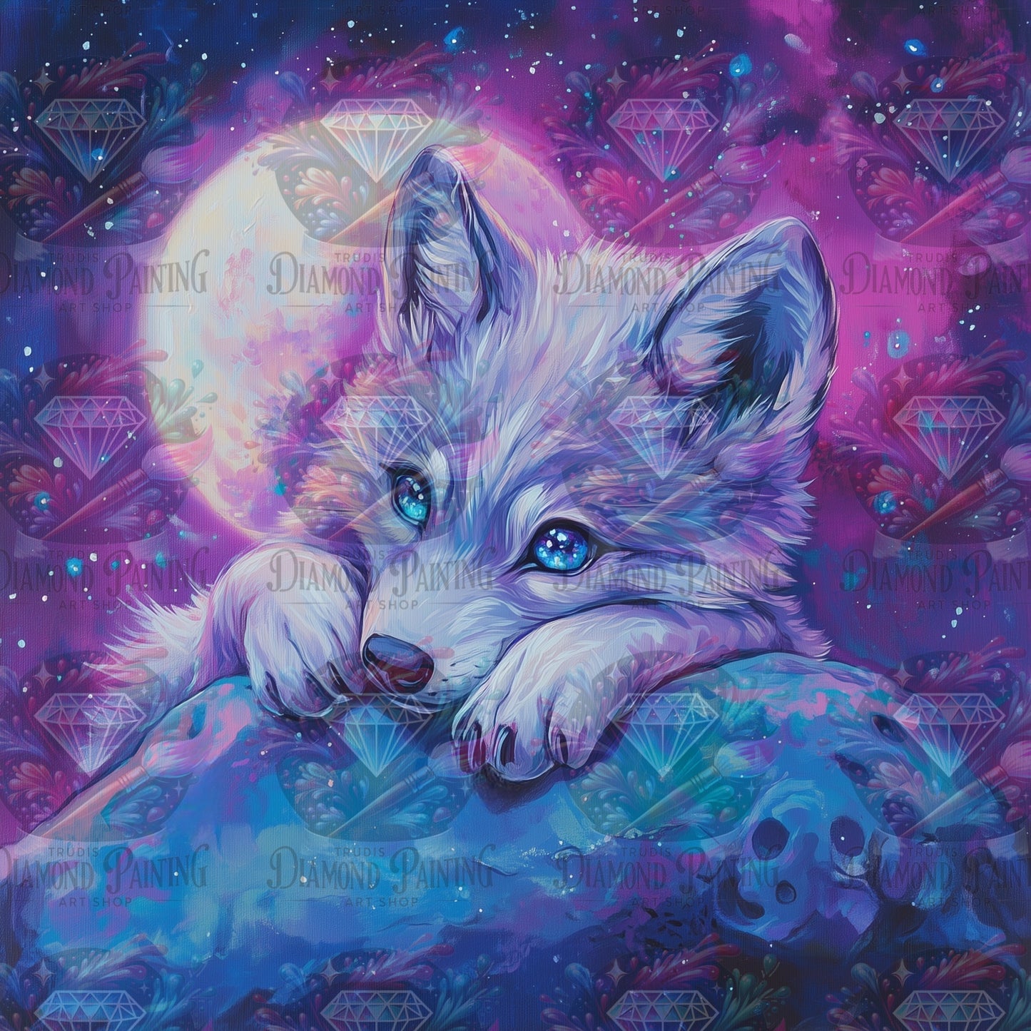 Diamond Painting Moon Wolf ©traumpixxel