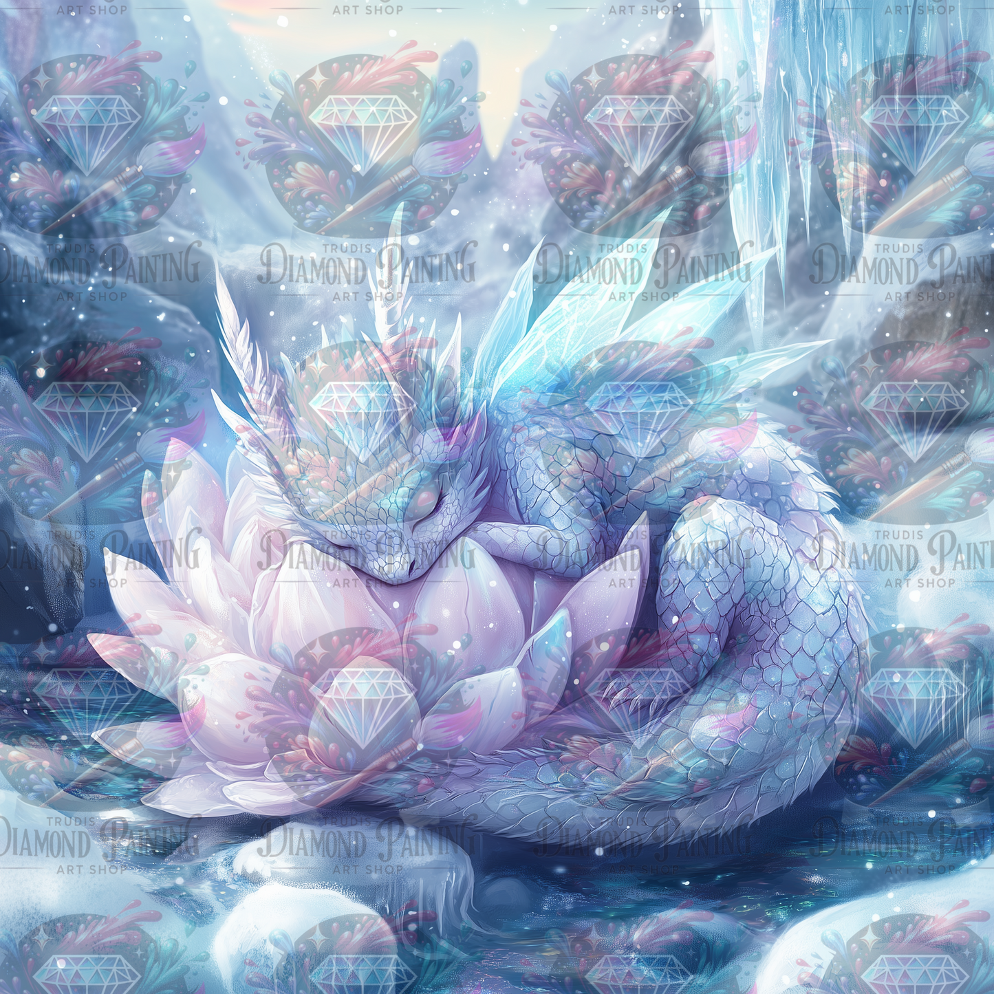 Diamond Painting Sleeping Lotus Dragon ©traumpixxel