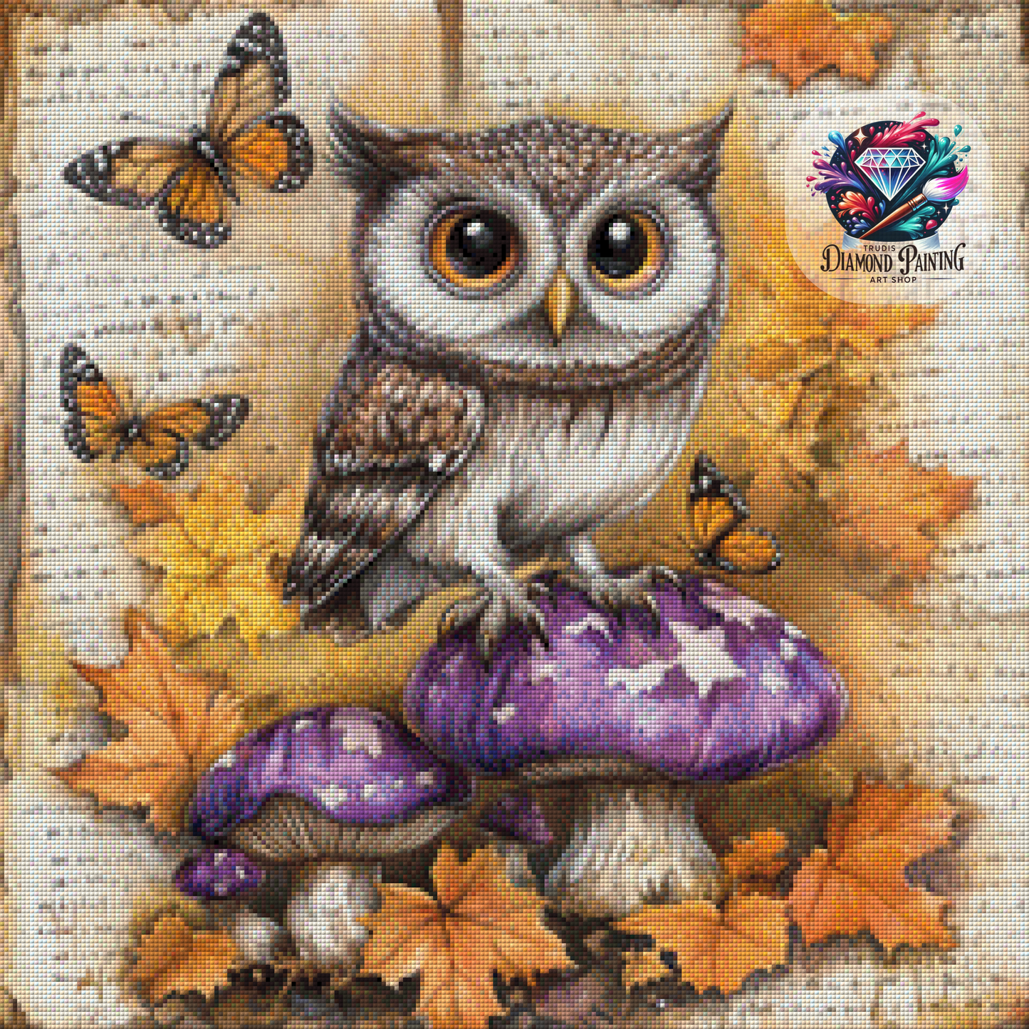 Diamond Painting Wächter des goldenen Laubs ©trudis_ai_art - 60x60cm mit 170 Farben
