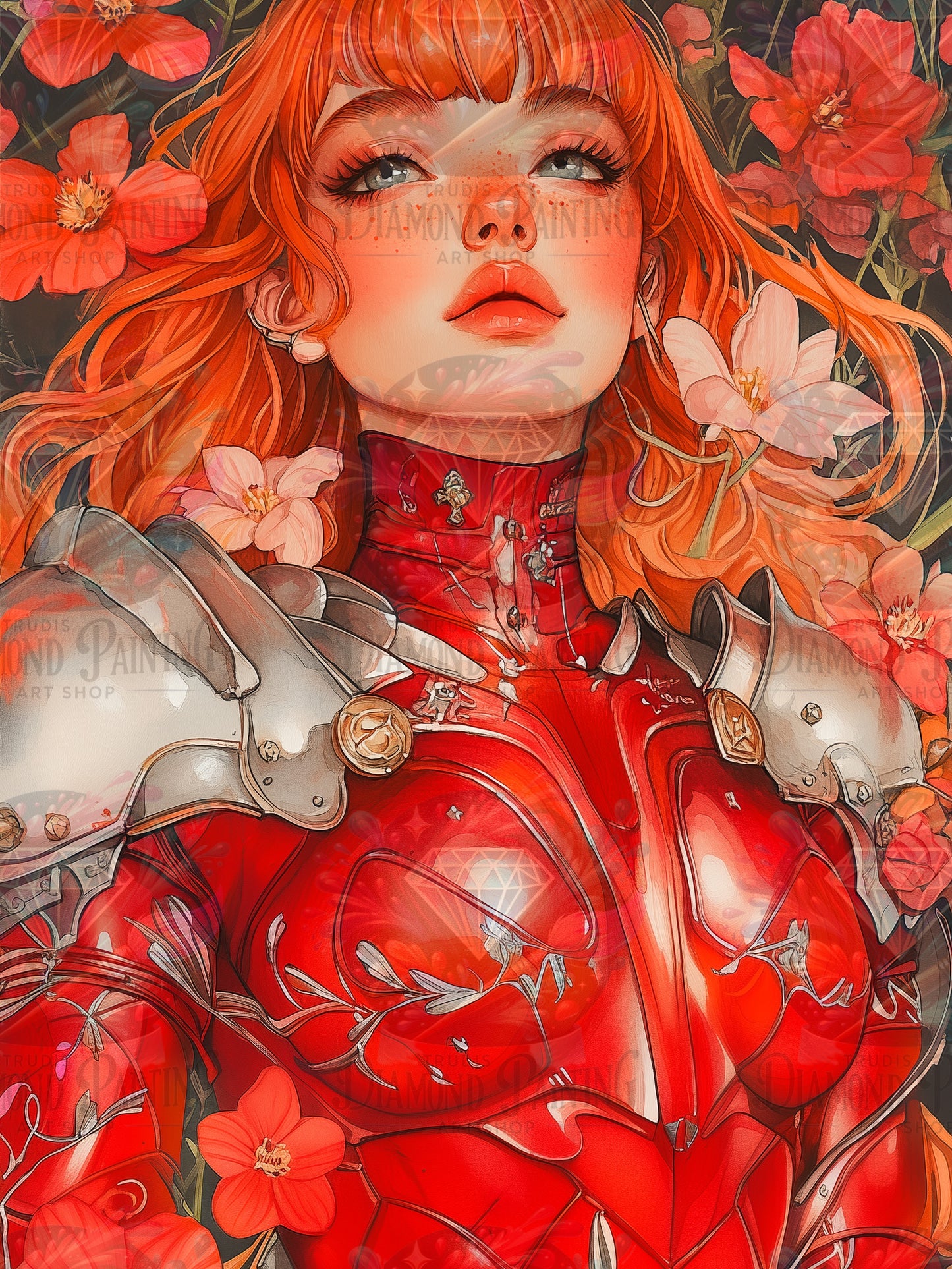 Diamond Painting Elysian Valkyries - Crimson Valor ©trudis_ai_art