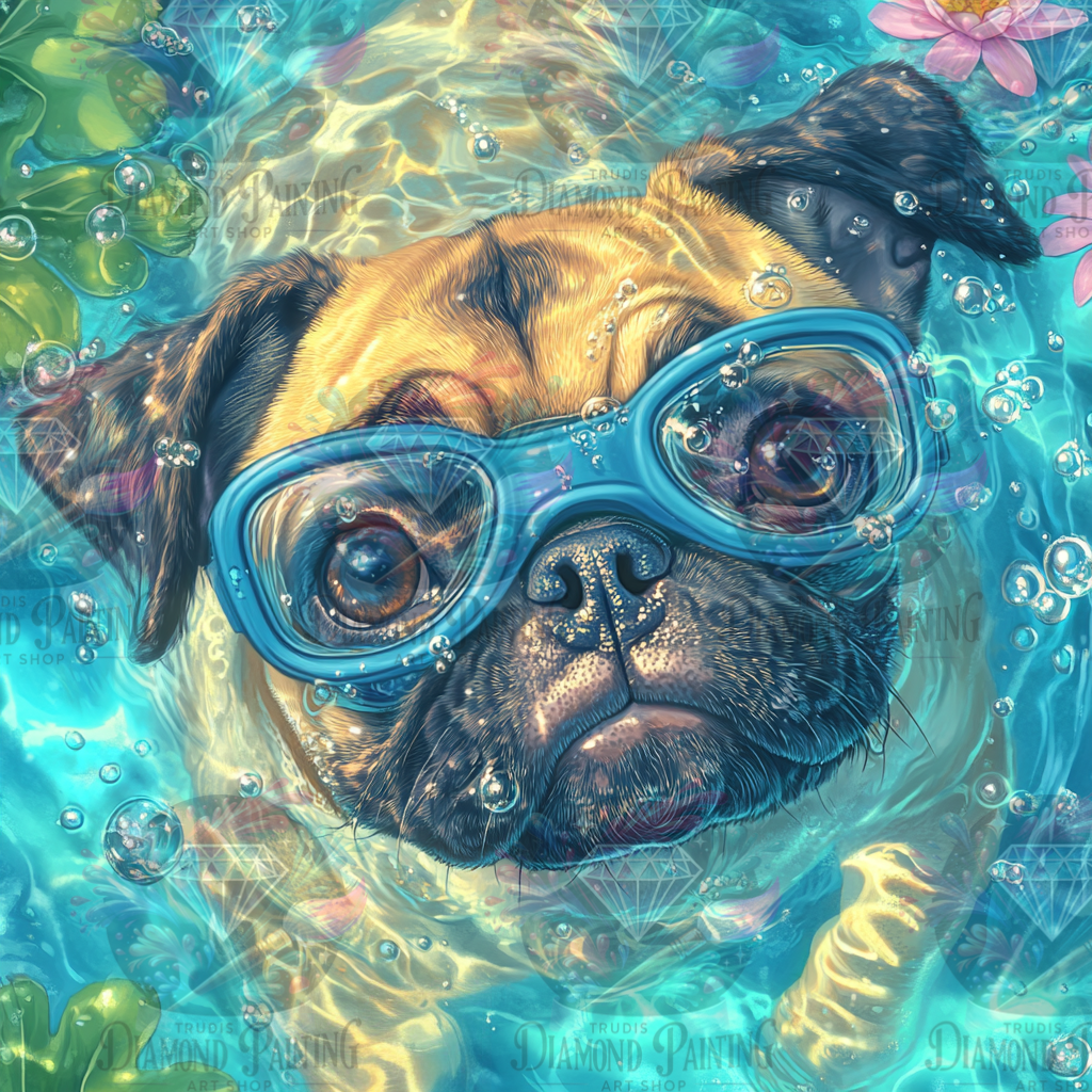 Diamond Painting Taucher auf vier Pfoten ©trudis_ai_art