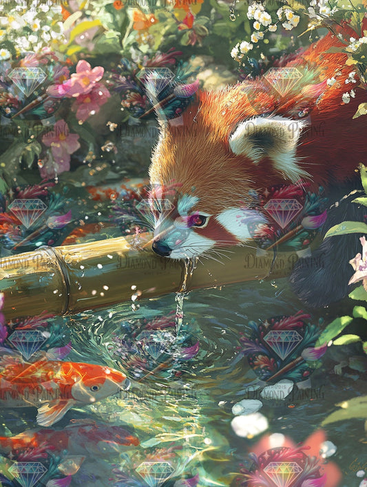 Diamond Painting Der rote Wächter des Teiches von Sakura.cherry.ai