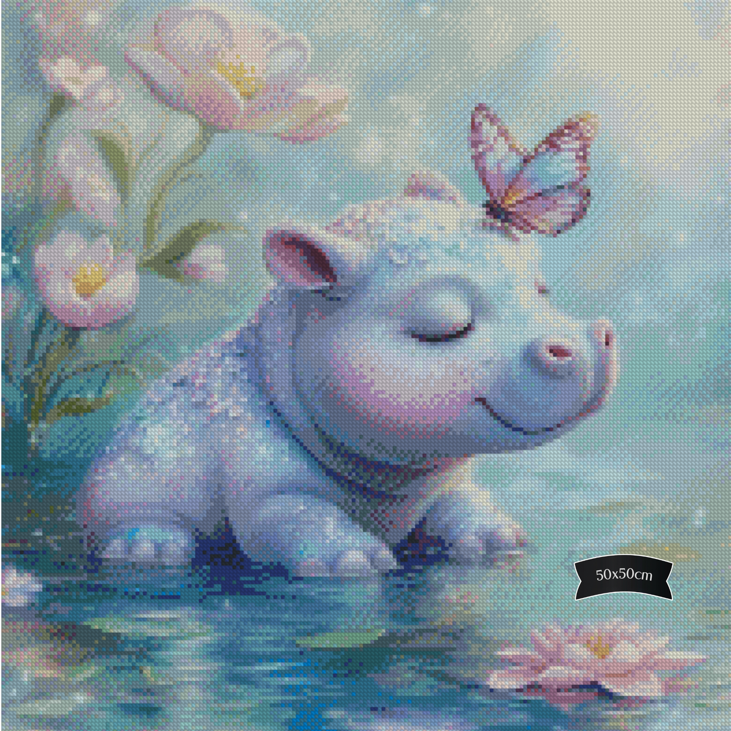 Diamond Painting Der träumende Hippo von Traumpixxel