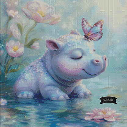 Diamond Painting Der träumende Hippo von Traumpixxel