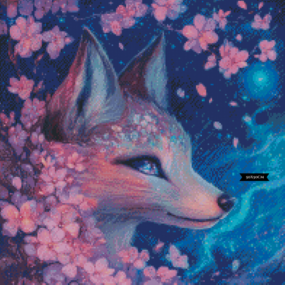 Diamond Painting Nebula Fox Of The Sakura Realm ©trudis_ai_art