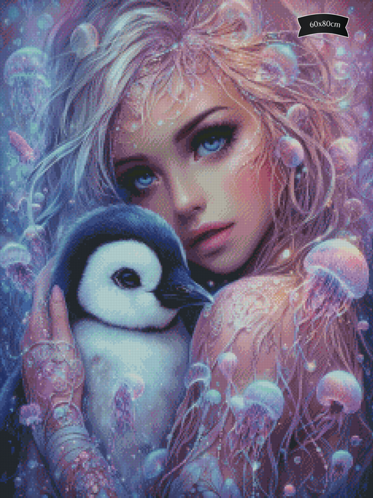 Diamond Painting Quallenlicht und Pinguinherz von Sandrietta_ai