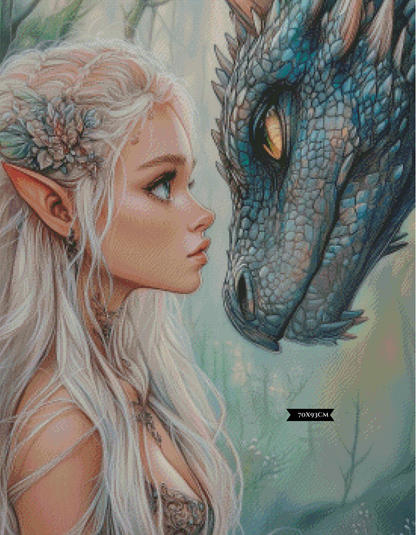 Diamond Painting Dragon Princess ©salzkatze.ai