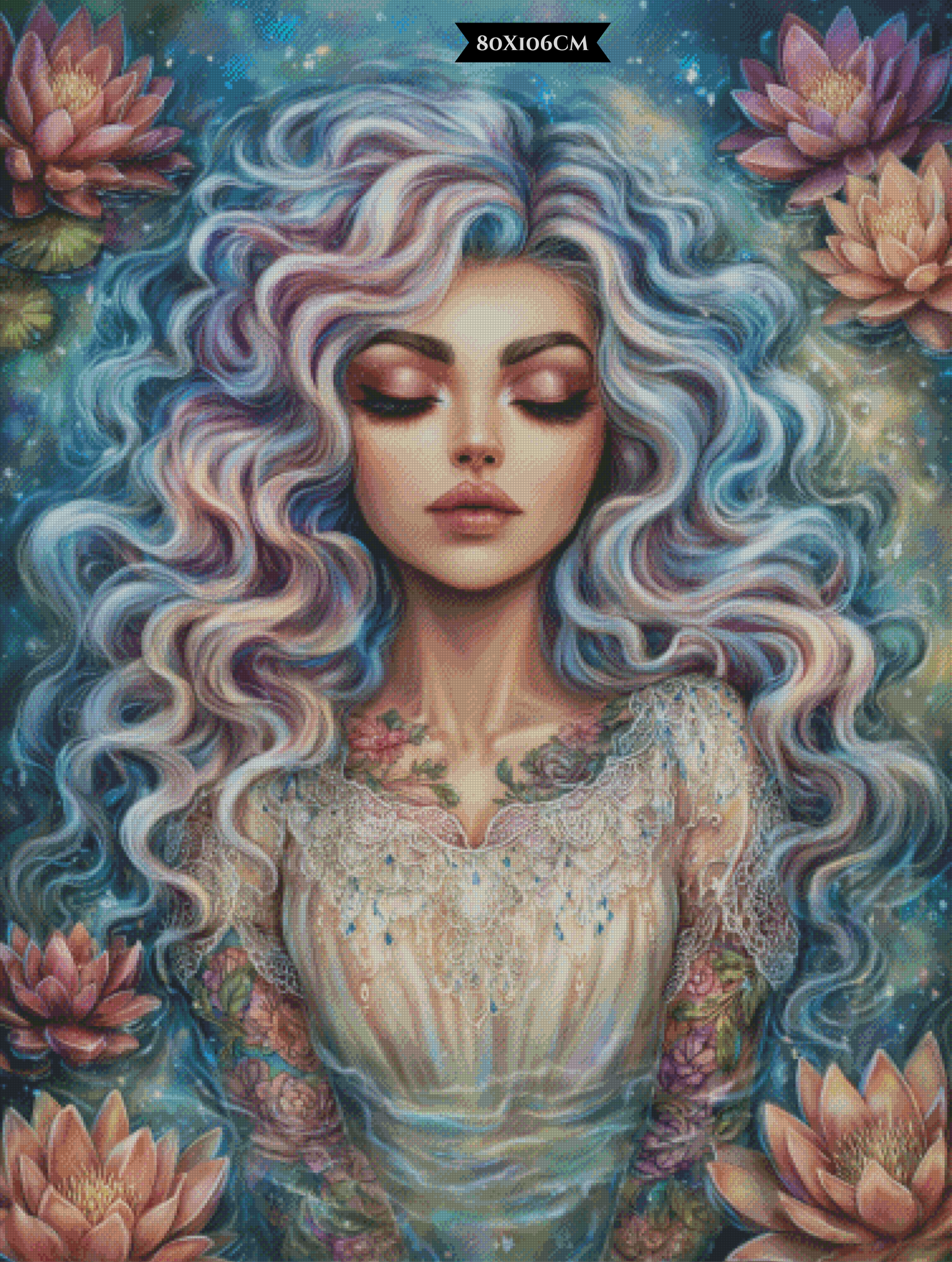 Diamond Painting Die Schlafende im Blütenmeer ©trudis_ai_art