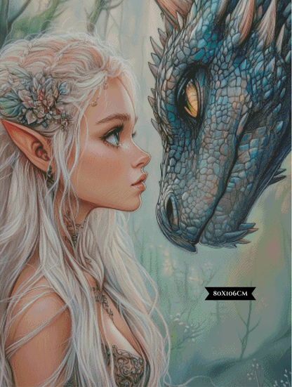 Diamond Painting Dragon Princess ©salzkatze.ai