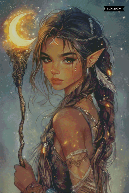 Diamond Painting Guardian Of The Crescent Moon ©salzkatze.ai