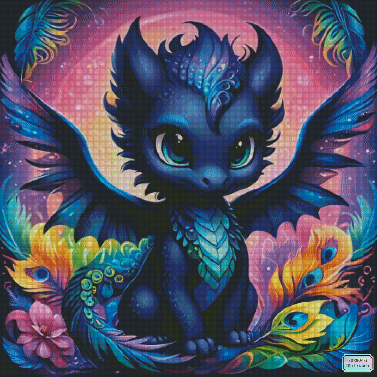 Diamond Painting Black Peacock-Dragon von ©linchens_bunte_welt