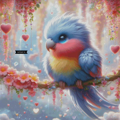 Diamond Painting Samtfeder im Herzregen ©Lexxy Ai