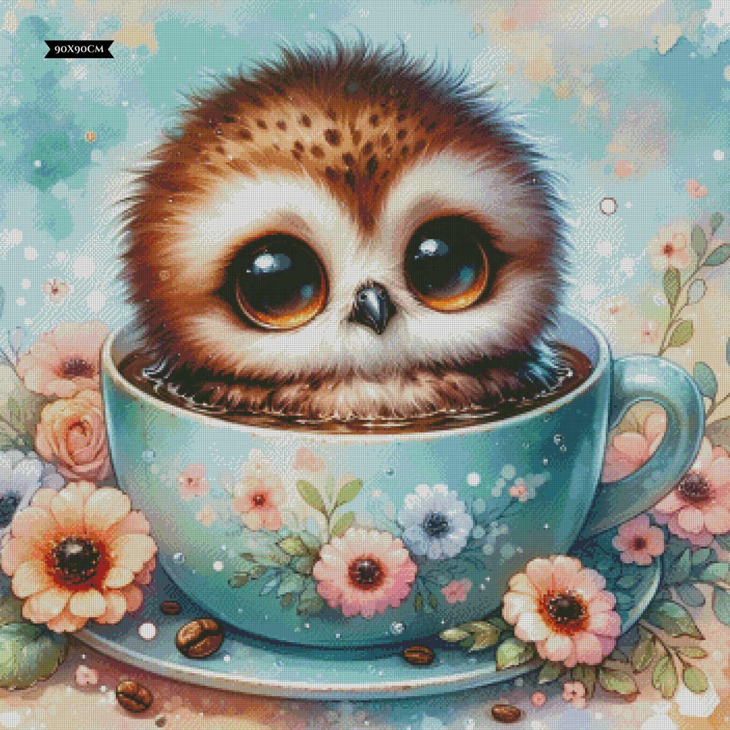 Diamond Painting Coffee Owl ©tiki_DIAMONDS.ai