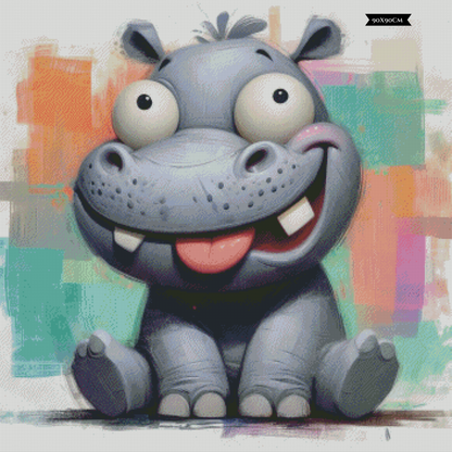 Diamond Painting Crazy Hippo ©salzkatze.ai