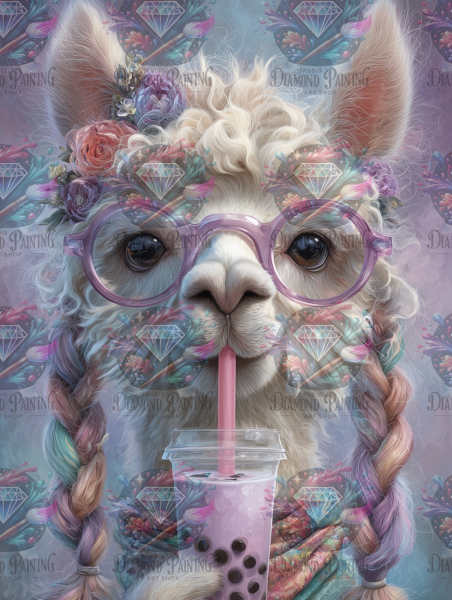 Diamond Painting Alpaca Aesthetic von Salzkatze.ai