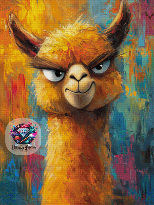 Diamond Painting Angry Alpaca ©salzkatze.ai - 75x100cm mit 240 Farben