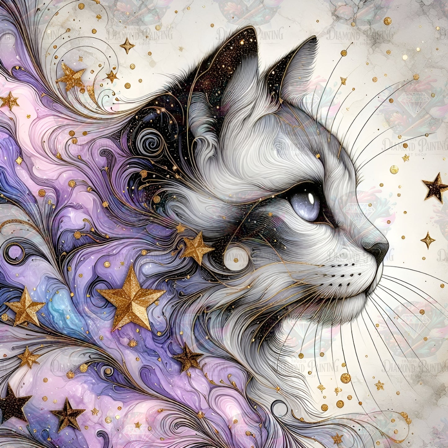 Diamond Painting Astral Feline ©salzkatze.ai