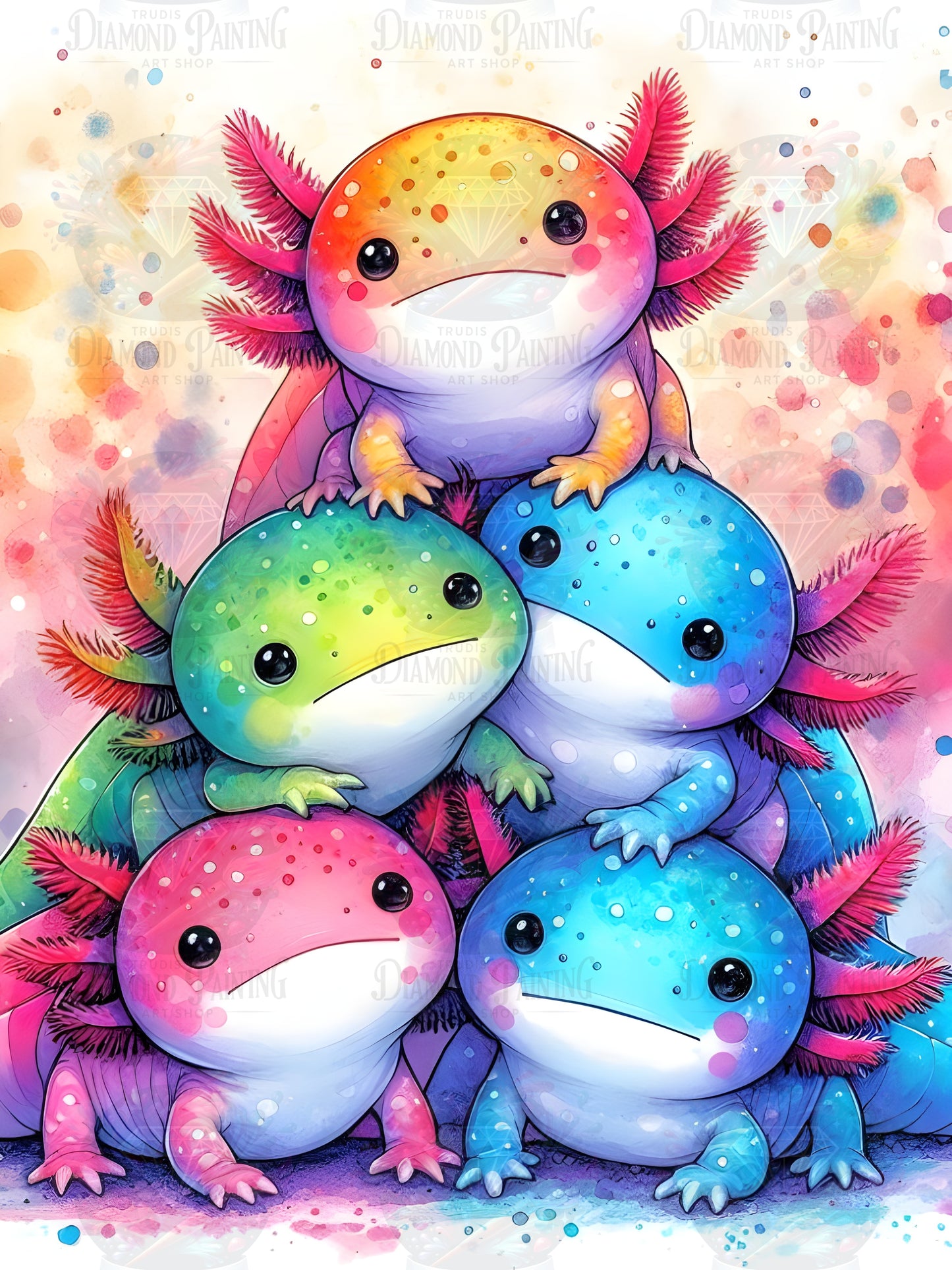 Diamond Painting Axolotl Pyramide ©salzkatze.ai