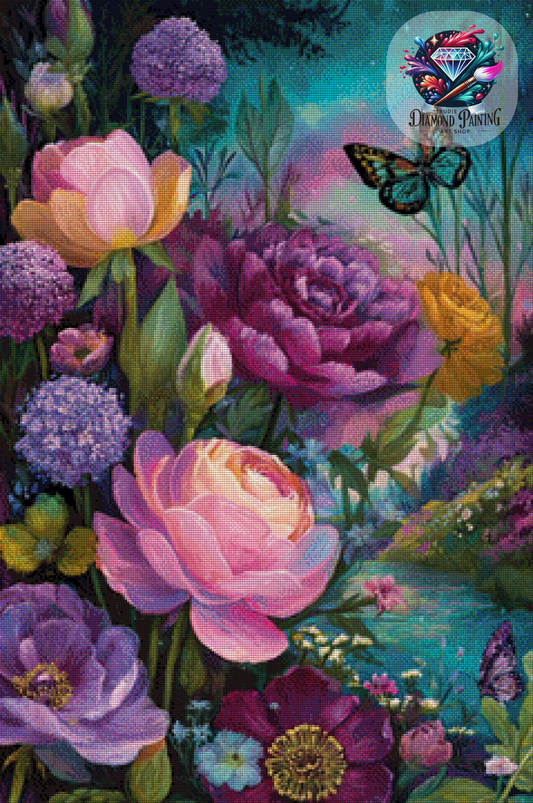 Diamond Painting Traumhafte Blütenpracht ©finira_artist - 60x90cm mit 300 Farben