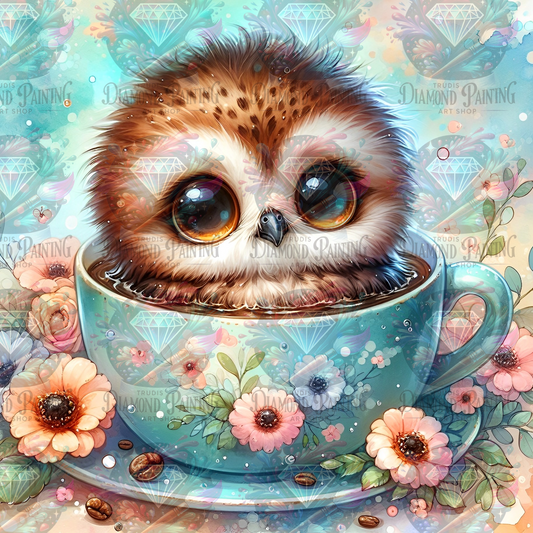 Diamond Painting Coffee Owl ©tiki_DIAMONDS.ai