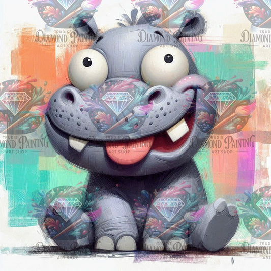 Diamond Painting Crazy Hippo ©salzkatze.ai