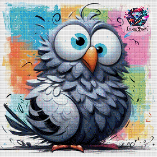 Diamond Painting Crazy Pigeon ©salzkatze.ai - 70x70cm mit 265 Farben
