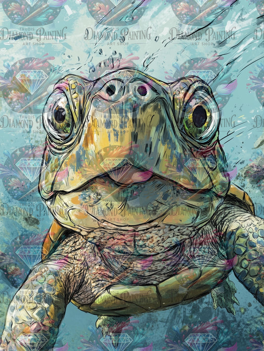 Diamond Painting Curious Turtle ©salzkatze.ai