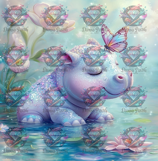 Diamond Painting Der träumende Hippo von Traumpixxel