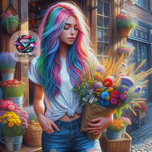 Diamond Painting Flower Shop ©salzkatze.ai - 100x100cm mit 430 Farben