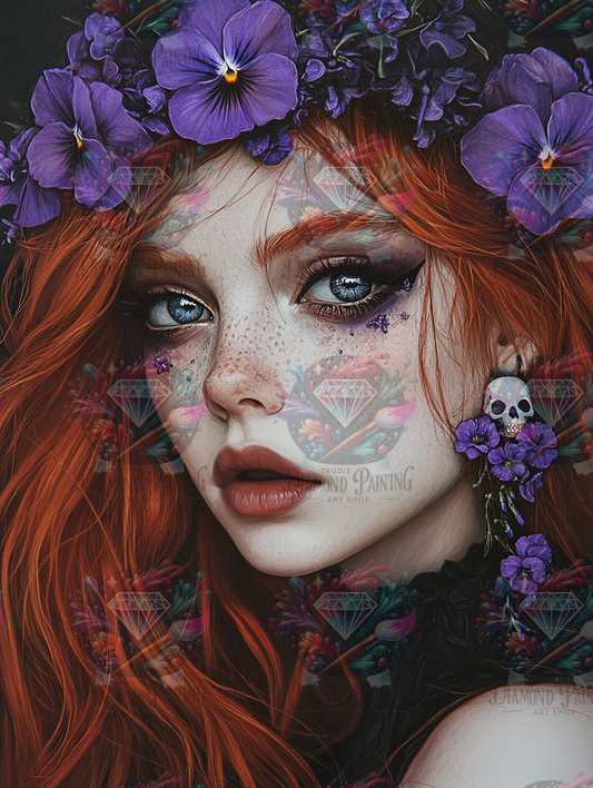 Diamond Painting Die Stille unter dem Veilchenkranz von Trudis_ai_art