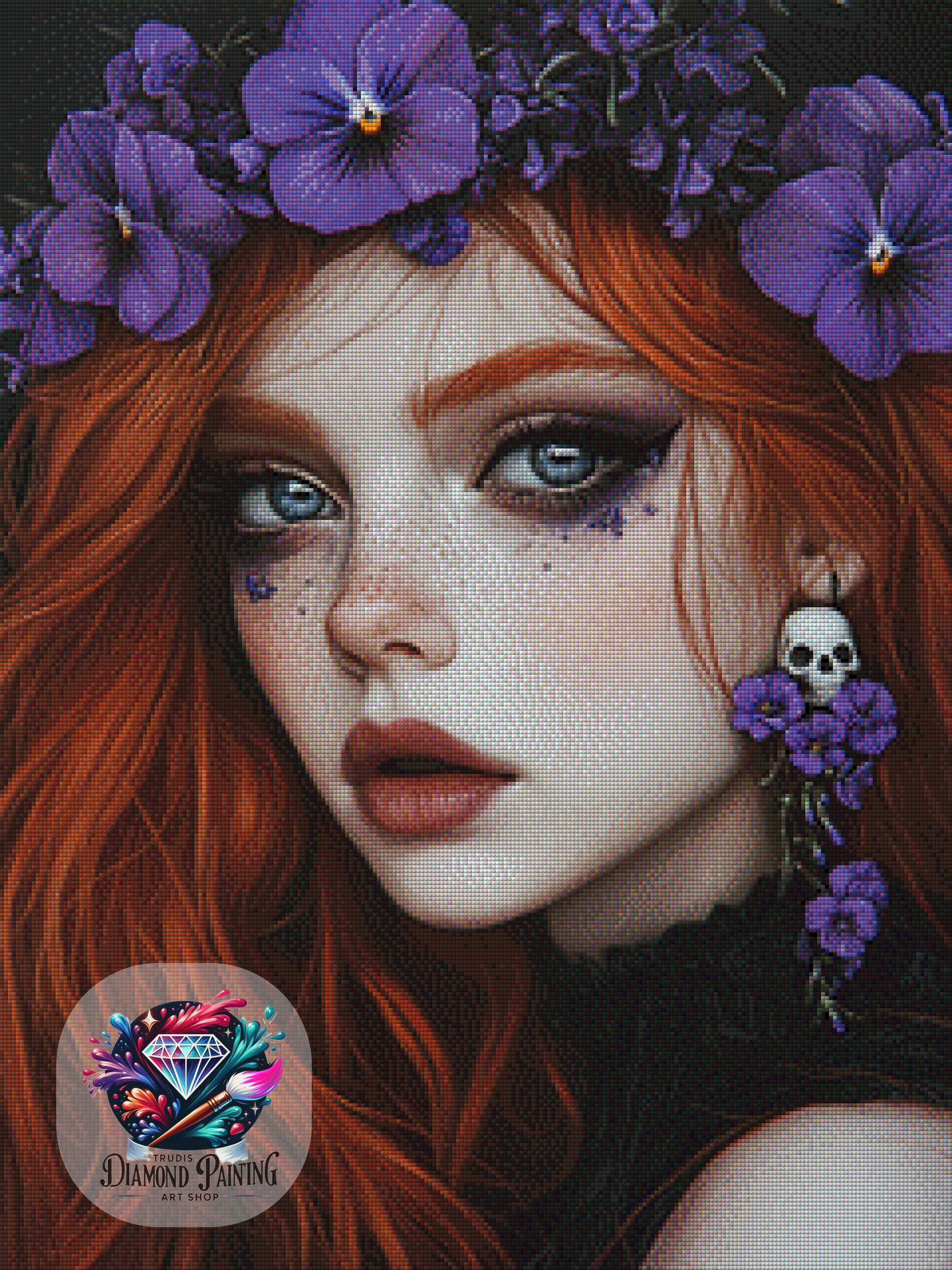 Diamond Painting Die Stille unter dem Veilchenkranz ©trudis_ai_art - 60x80cm mit 125 Farben