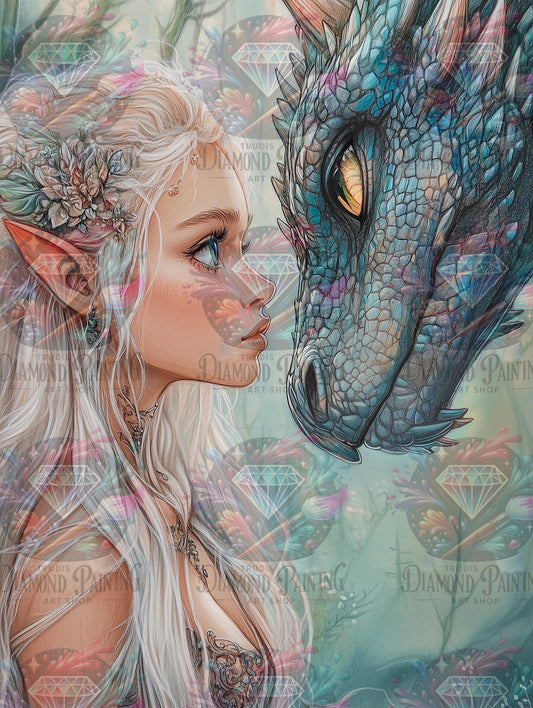 Diamond Painting Dragon Princess ©salzkatze.ai