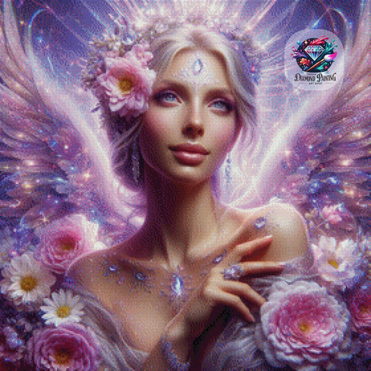 Diamond Painting Engel der Blütenzeit ©Lexxy Ai - 70x70cm mit 180 Farben