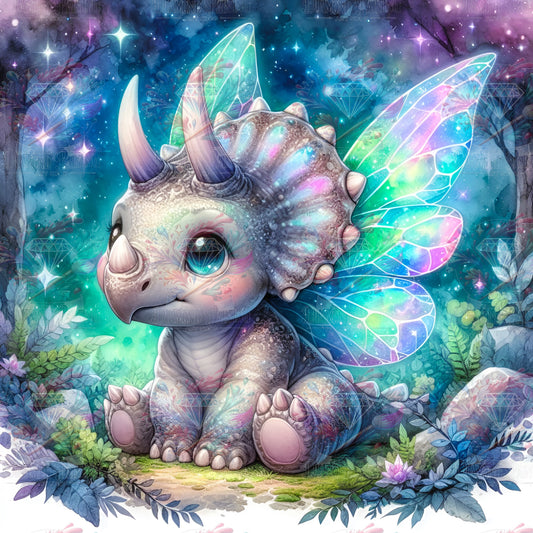 Diamond Painting Fairy Triceratops ©salzkatze.ai