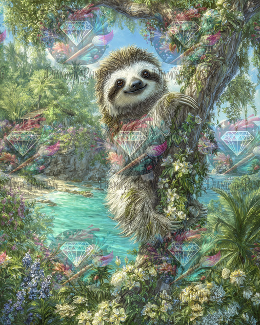 Diamond Painting Faultierglück im Tropenwald ©salzkatze.ai