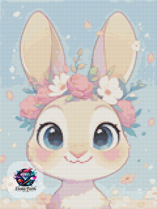 Diamond Painting Flower Crown Animals - Bunny ©salzkatze.ai - 30x40cm mit 50 Farben