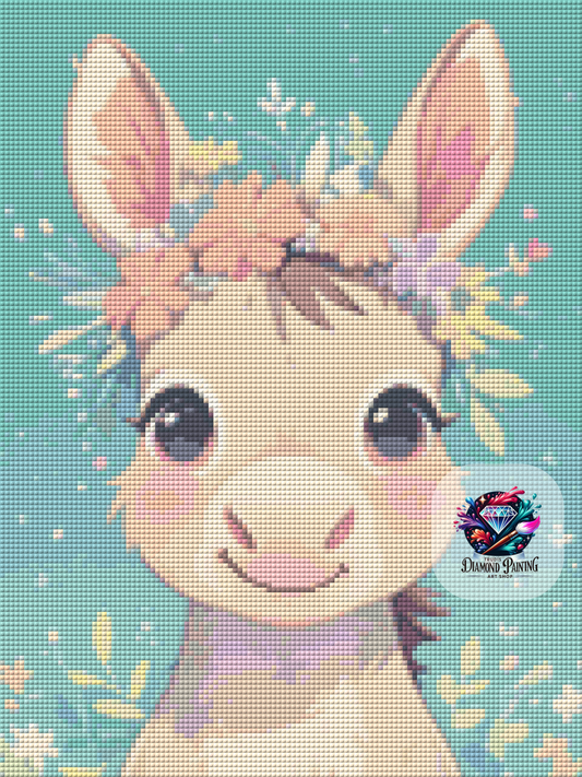Diamond Painting Flower Crown Animals - Donkey ©salzkatze.ai - 30x40cm mit 50 Farben