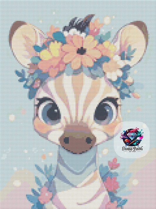 Diamond Painting Flower Crown Animals - Zebra ©salzkatze.ai - 30x40cm mit 50 Farben